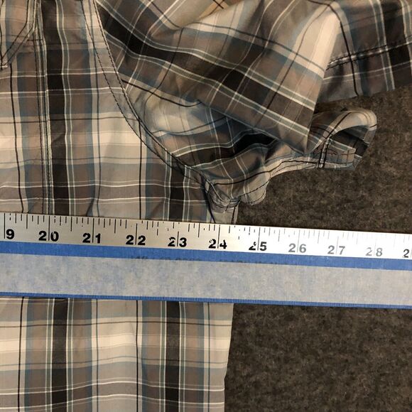 North Face Shirt Mens XL Gray Blue Plaid Pine Knot Woven Short Sleeve - Picture 7 of 9